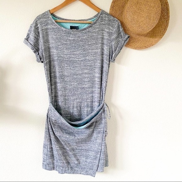 Anthro Maeve Grey Wrap Tee Dress size S Small Anthropologie - Picture 4 of 8